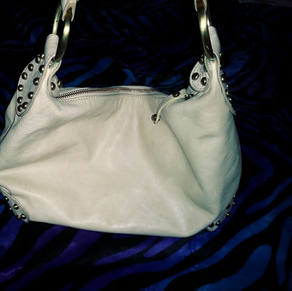 Kooba Ivory Leather Studded Handbag